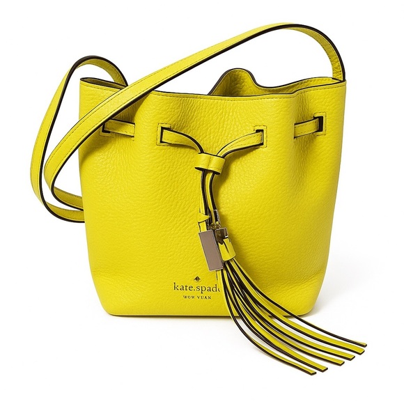 kate spade Handbags - Kate Spade Gray Street Tiny Couper Cubanelle Yellow Drawstring Shoulder Bag